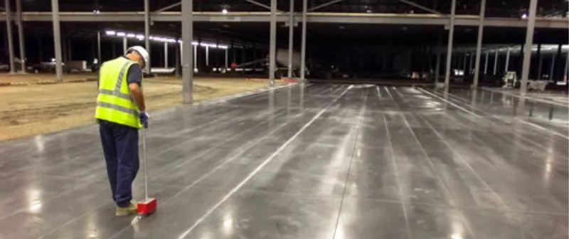 allen Measuring floor flatness and accuracy with D-meter in a hall