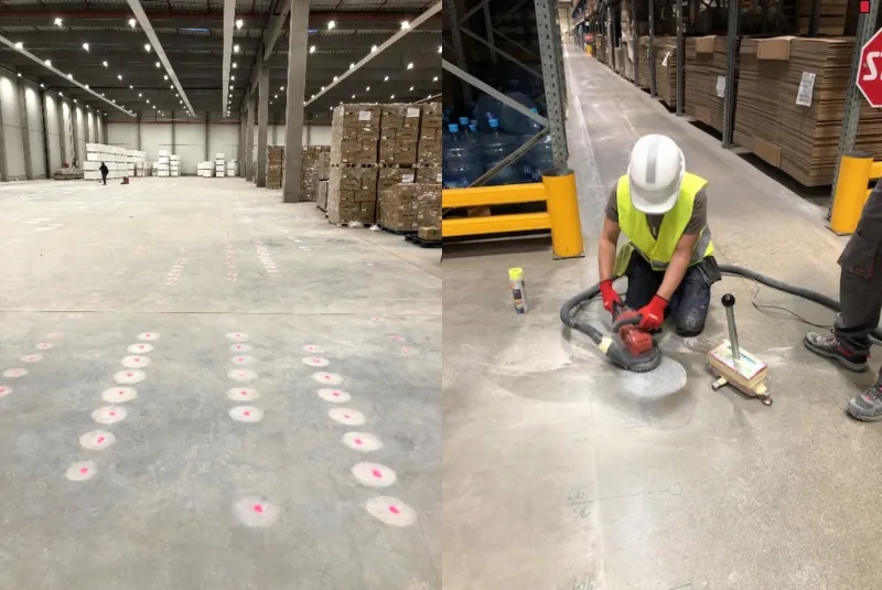 Montage of corrective grinding in warehouses
