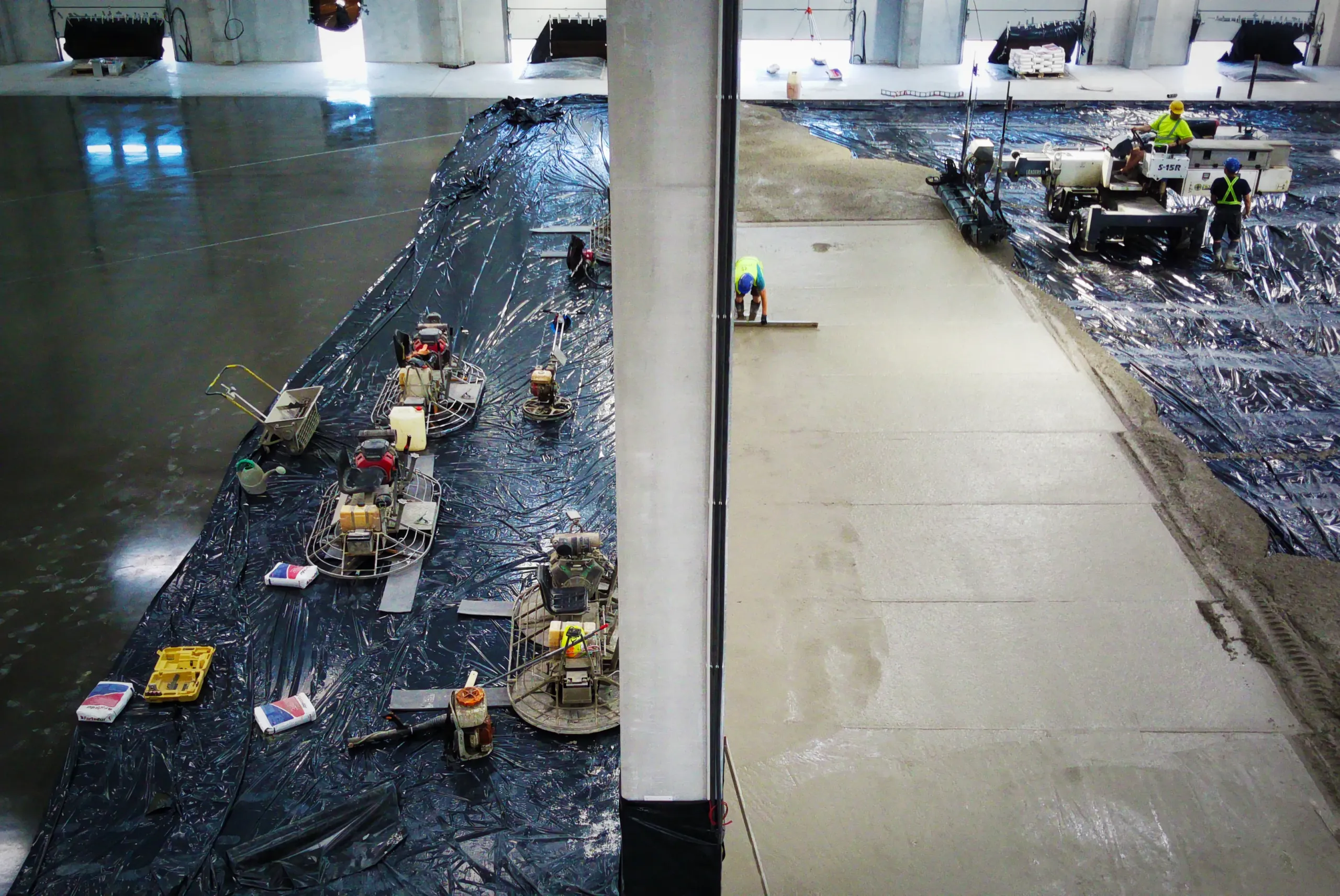Ongoing construction of the industrial floor